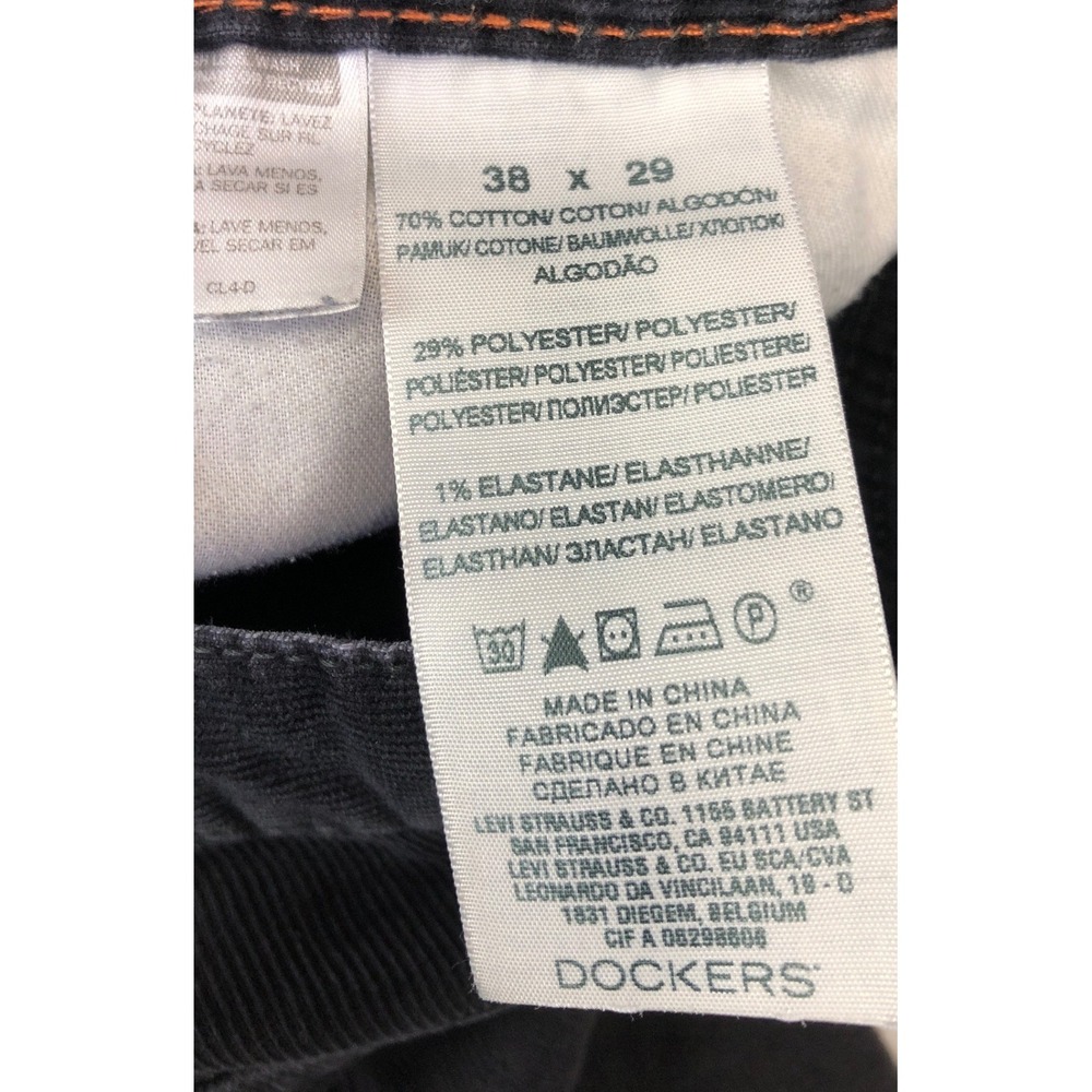 Dockers Mens Black Straight Fit Corduroy Pants 38x29 Cotton Blend Stretch - Picture 4 of 11